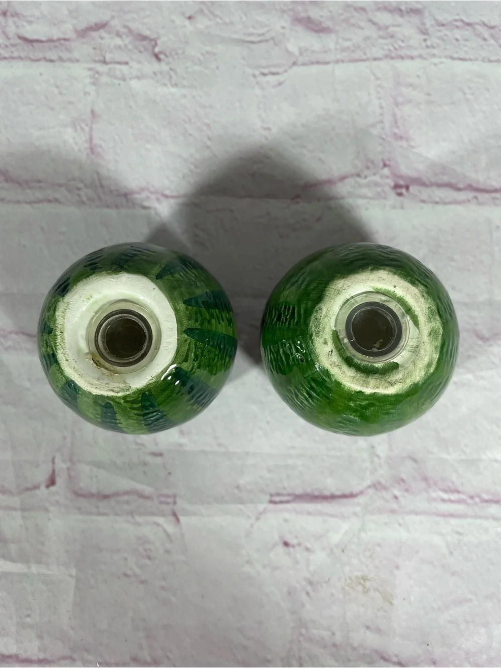 Vintage Hand Painted Ceramic Watermelon Salt and Pepper Shaker Set With Stoppers